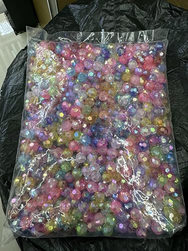 500 g AB-farbige achteckige Perlen, transparent plattierte Erdperlen, illusionäre Acryl-Streuperlen, DIY-Perlen, handgefertigte Materialien, Farben mischen, 6 mm, 500 g, 4600 Stück von QPFNEI
