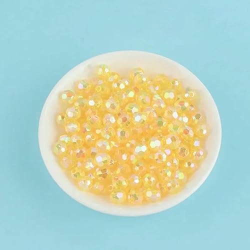 500 g AB-farbige achteckige Perlen, transparent plattierte Erdperlen, illusionäre Acryl-Streuperlen, DIY-Perlen, handgefertigte Materialien, Goldgelb, 6 mm, 500 g, 4600 Stück von QPFNEI