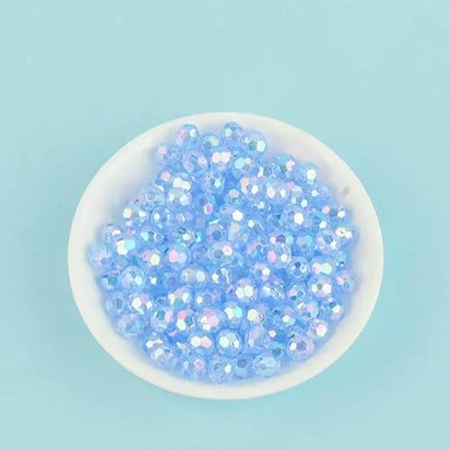 500 g AB-farbige achteckige Perlen, transparent plattierte Erdperlen, illusionäre Acryl-Streuperlen, DIY-Perlen, handgefertigte Materialien, Hellblau, 6 mm, 500 g, 4600 Stück von QPFNEI