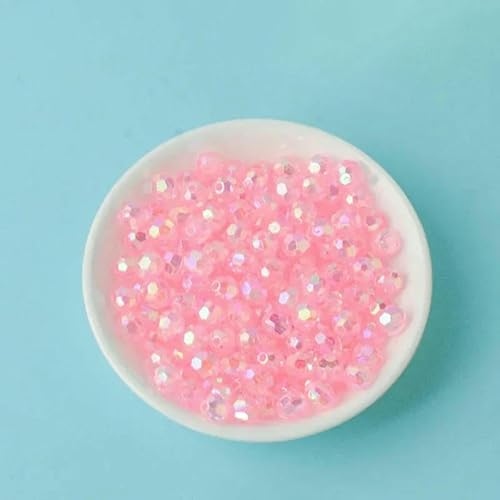 500 g AB-farbige achteckige Perlen, transparent plattierte Erdperlen, illusionäre Acryl-Streuperlen, DIY-Perlen, handgefertigte Materialien, Hellrosa, 6 mm, 500 g, 4600 Stück von QPFNEI