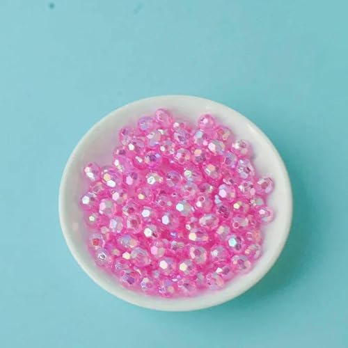 500 g AB-farbige achteckige Perlen, transparent plattierte Erdperlen, illusionäre Acryl-Streuperlen, DIY-Perlen, handgefertigte Materialien, Hellrosa, 6 mm, 500 g, 4600 Stück von QPFNEI