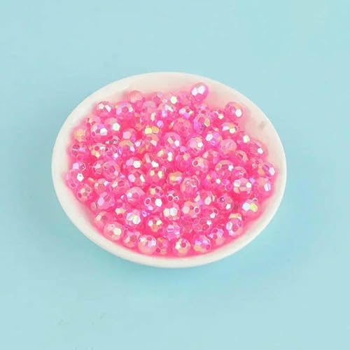500 g AB-farbige achteckige Perlen, transparent plattierte Erdperlen, illusionäre Acryl-Streuperlen, DIY-Perlen, handgefertigte Materialien, Pfirsichrosa, 6 mm, 500 g, 4600 Stück von QPFNEI