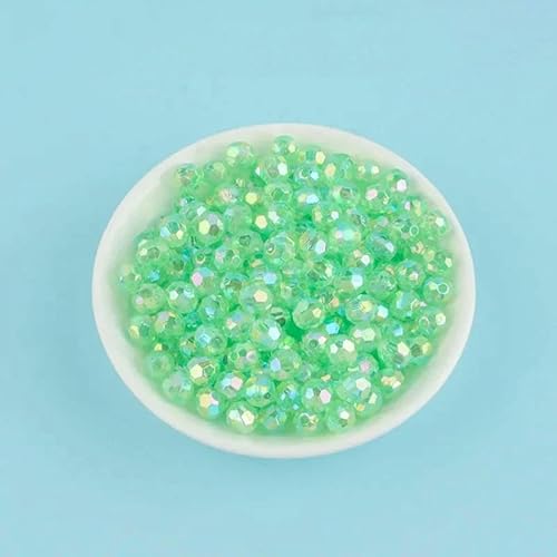 500 g AB-farbige achteckige Perlen, transparent plattierte Erdperlen, illusionäre Acryl-Streuperlen, DIY-Perlen, handgefertigte Materialien, grasgrün, 6 mm, 500 g, 4600 Stück von QPFNEI