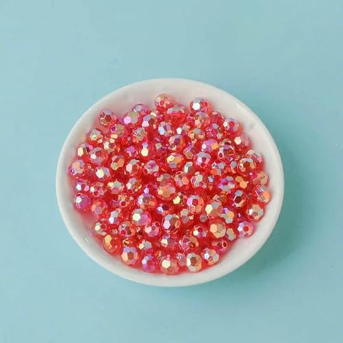 500 g AB-farbige achteckige Perlen, transparent plattierte Erdperlen, illusionäre Acryl-Streuperlen, DIY-Perlen, handgefertigte Materialien, großes Rot, 6 mm, 500 g, 4600 Stück von QPFNEI