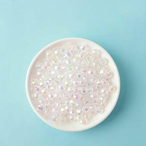 500 g AB-farbige achteckige Perlen, transparent plattierte Erdperlen, illusionäre Acryl-Streuperlen, DIY-Perlen, handgefertigte Materialien, transparent weiß, 6 mm, 500 g, 4600 Stück von QPFNEI