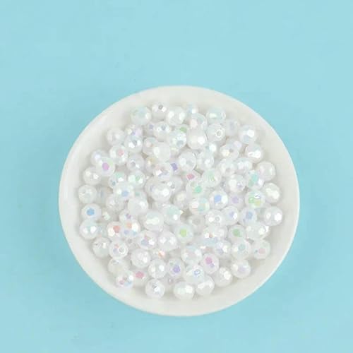 500 g AB-farbige achteckige Perlen, transparent plattierte Erdperlen, illusionäre Acryl-Streuperlen, DIY-Perlen, handgefertigte Materialien – Weiß – 6 mm, 500 g, 4600 Stück von QPFNEI