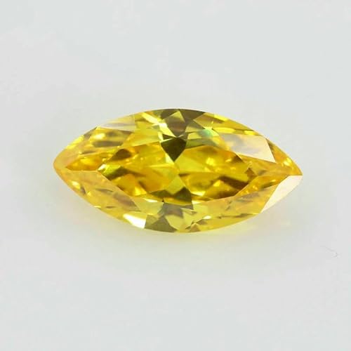 5A Marquise-Form Zirkonia-Stein, mehrfarbig, Brillantschliff, lose synthetische Edelsteinperlen für Schmuck, Goldgelb, 9 x 18 mm, 10 Stück von QPFNEI