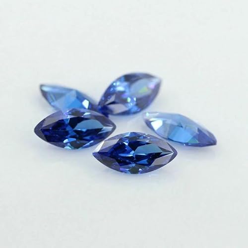 5A Marquise-Form Zirkonia-Stein, mehrfarbig, Brillantschliff, lose synthetische Edelsteinperlen für Schmuck, Saphirblau, CZ, 5 x 10 mm, 50 Stück von QPFNEI