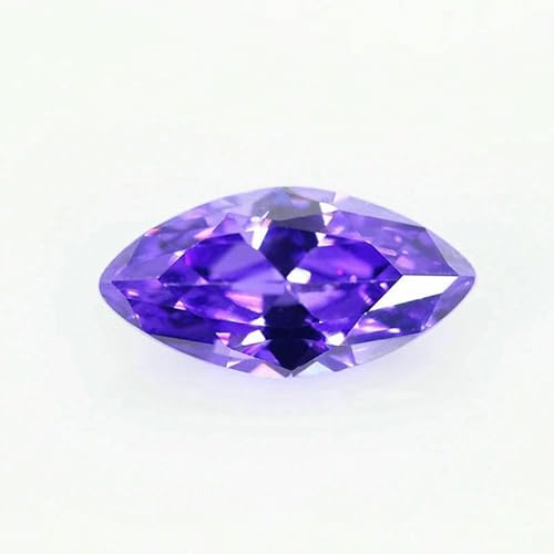 5A Marquise-Form Zirkonia-Stein, mehrfarbig, Brillantschliff, lose synthetische Edelsteinperlen für Schmuck, Violett, 10 x 20 mm, 50 Stück von QPFNEI