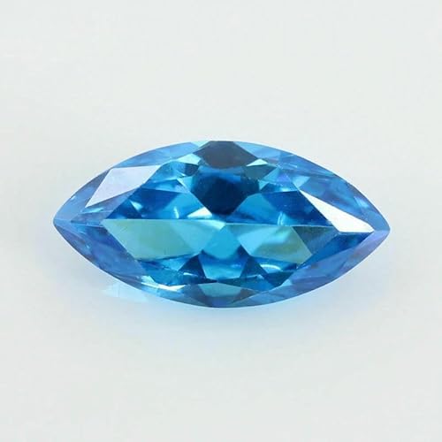 5A Marquise-Form Zirkonia-Stein, mehrfarbig, Brillantschliff, lose synthetische Edelsteinperlen für Schmuck, meerblau, 5 x 10 mm, 50 Stück von QPFNEI
