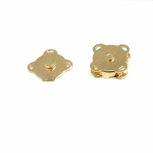 5er-Set Metall-Druckknopf, Magnetverschluss, Schnalle für Kleidung, Tasche, DIY, Basteln, Nähzubehör, 10 mm, 15 mm, 18 mm - 14,5 mm, golden von QPFNEI