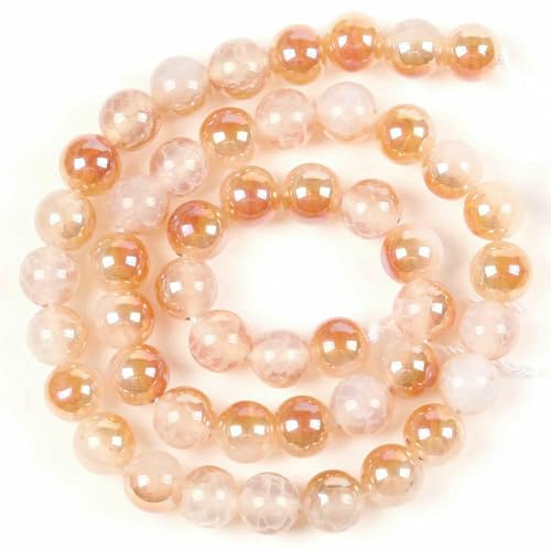 6/8/10 mm Natursteinperlen, Champagnergoldfarben, rissige Achate, runde Abstandsperlen zur Schmuckherstellung, DIY-Armbänder, Zubehör – Champagnergoldfarben – 8 mm von QPFNEI