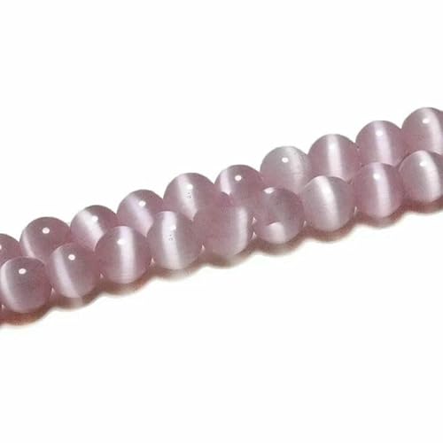 6 8 10 12 mm AAA bunte Katzenaugen-Glasperlen, lose, runde Abstandsperlen zur Schmuckherstellung, DIY-Armband, Ohrringe, Zubehör – Hellrosa – 10 mm, ca. 36 Stück von QPFNEI