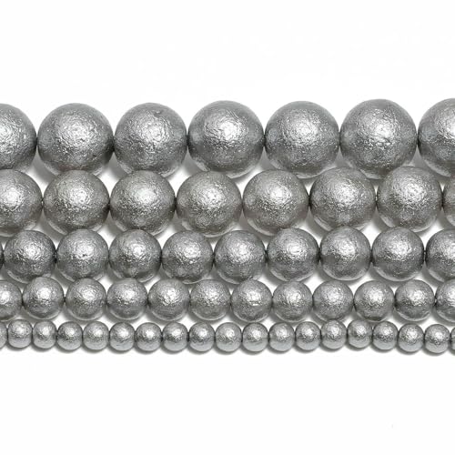 6 8 10 12 mm matte Kunstperlen-Muschel, modische runde lose Glasperlen zum Basteln von Schmuck, DIY-Armbandzubehör, Grau, 12 mm, ca. 30 Stück von QPFNEI