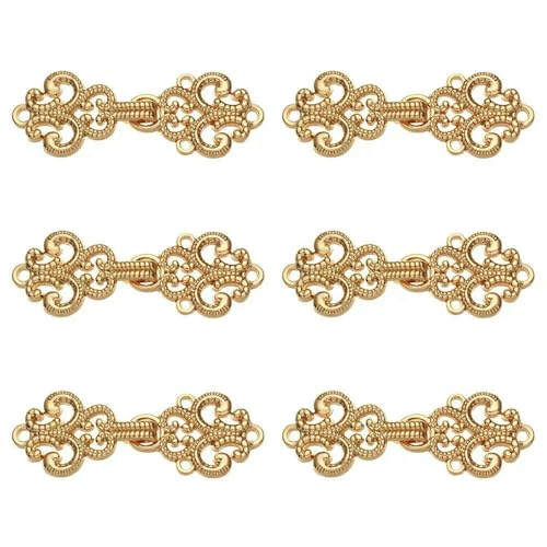 6 Stück Retro-Knopf aus chinesischem Metall mit Knoten für Kleidung, Cheongsam, chinesischer Froschknopf, Jeansverschluss, Nieten, Hosennadel, reduziert die Taille, Gold, 04 6 Stück Retro-Knopf aus chinesischem Metall mit Knoten für Kleidung, Cheongsam, chinesischer Froschknopf, Jeansverschluss, Nieten, Hosennadel, reduziert die Taille, Gold, 04 von QPFNEI