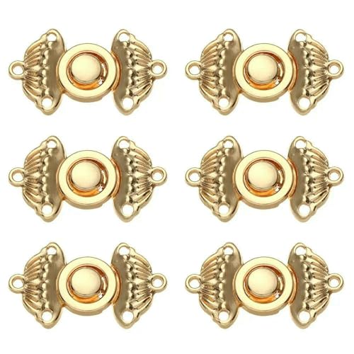 6 Stück Retro-Knopf aus chinesischem Metall mit Knoten für Kleidung, Cheongsam, chinesischer Froschknopf, Jeansverschluss, Nieten, Hosennadel, reduziert die Taille, Gold, von QPFNEI