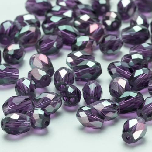 6 x 8 mm österreichische facettierte Tropfen-Glasperlen, AB-Farbe, Wassertropfen-Kristallperlen, lose Abstandsperlen zur Schmuckherstellung, DIY-Armband-ZKSD001-032-8 x 11 mm, 50– von QPFNEI