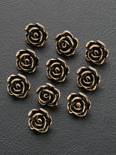 7/20/50 Stück/Packung Vintage Rosenblumen-Metallknöpfe für Schaft Wollmantel Kleid DIY Schuhe Hüte Dekorknöpfe Nähzubehör-Golden-50 Stück-11 mm von QPFNEI