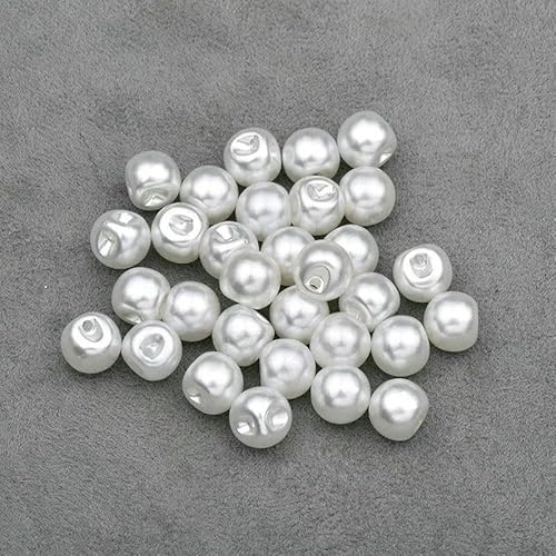 8 10 12 mm Nähknöpfe aus weißen Perlen, runde Strass-Applikationen, Scrapbooking-Knöpfe für Handarbeiten, Kleidungsdekoration, 8 mm, 60 Stück von QPFNEI
