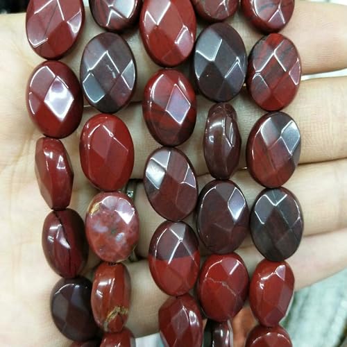 8 10 12 mm facettierter Naturstein, ovale Form, Achate, Kristalle, Türkise Perlen zur Schmuckherstellung, DIY-Halsketten, Armbandzubehör – Roter Stein – 10 x 14,0 mm, ca. 14 Stück von QPFNEI