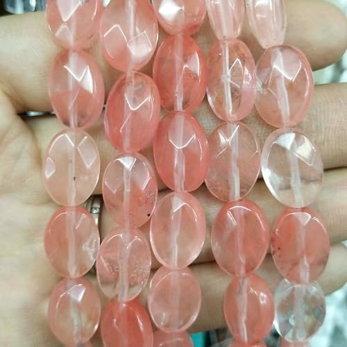 8 10 12 mm facettierter Naturstein, ovale Form, Achate, Kristalle, Türkise Perlen zur Schmuckherstellung, DIY-Halsketten, Armbandzubehör – Wassermelonenrot – 10 x 14,0 mm, ca. 14 Stüc von QPFNEI