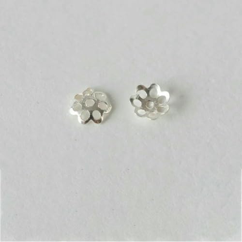 925 Sterling Silber Perlenkappen, Silber Blumen Spacer Perlen Endkappen zur Schmuckherstellung, Schmuckzubehör Zubehör.-PA056P-1 Paar von QPFNEI