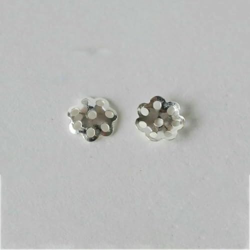 925 Sterling Silber Perlenkappen, Silber Blumen Spacer Perlen Endkappen zur Schmuckherstellung, Schmuckzubehör Zubehör.-PA057P-1 Paar von QPFNEI