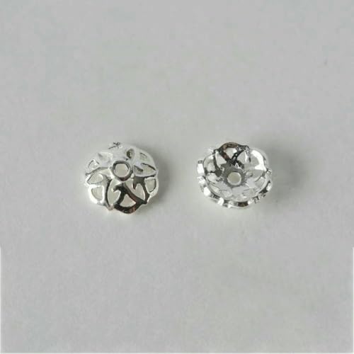 925 Sterling Silber Perlenkappen, Silber Blumen Spacer Perlen Endkappen zur Schmuckherstellung, Schmuckzubehör Zubehör.-PA493P-1 Paar von QPFNEI