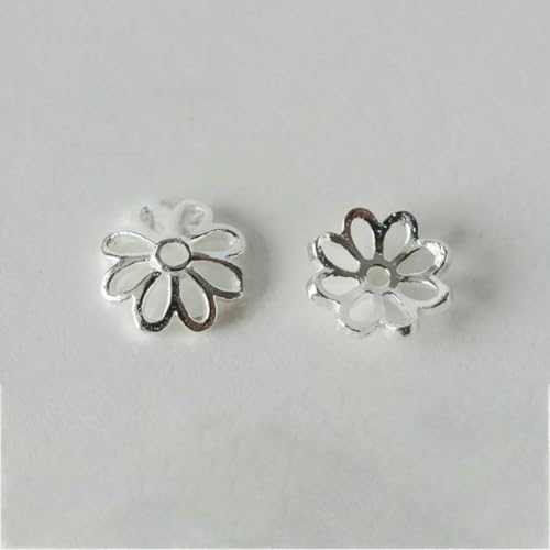 925 Sterling Silber Perlenkappen, Silber Blumen Spacer Perlen Endkappen zur Schmuckherstellung, Schmuckzubehör Zubehör.-PA494P-1 Paar von QPFNEI