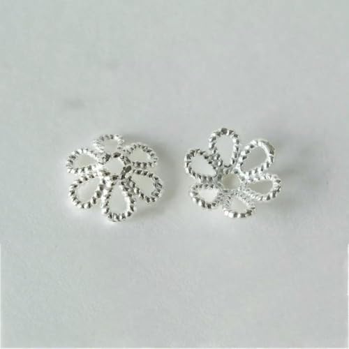925 Sterling Silber Perlenkappen, Silber Blumen Spacer Perlen Endkappen zur Schmuckherstellung, Schmuckzubehör Zubehör.-PA496P-1 Paar von QPFNEI