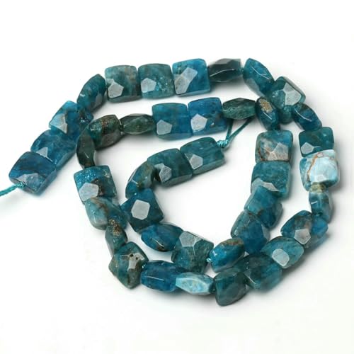 AAA 10 mm facettierte quadratische Edelsteinperlen, natürlicher Lapislazuli, Aquamarin, Amazonit, kanadische Jadesteinperlen zur Schmuckherstellung, Apatit, 38,1 cm von QPFNEI