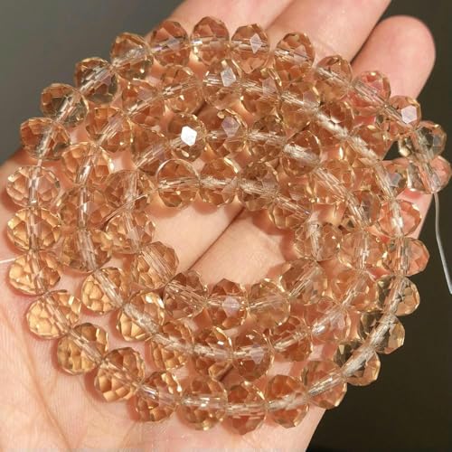 AB Klar Österreich Facettierte Kristall Rondell Glasperle Lose Abstandsperlen Für Schmuckherstellung DIY Armband Halskette 3/4/6/8/10/12mm-Silber Champagner-4,0mm ca. 113 Stück von QPFNEI