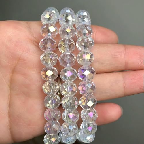 AB Klar Österreichische facettierte Kristallrondelle Glasperle Lose Abstandsperlen für Schmuckherstellung DIY Armband Halskette 3/4/6/8/10/12 mm - AB Klar - 8 mm ca. 65 Stück AB Klar Österreichische facettierte Kristallrondelle Glasperle Lose Abstandsperlen für Schmuckherstellung DIY Armband Halskette 3/4/6/8/10/12 mm - AB Klar - 8 mm ca. 65 Stück von QPFNEI