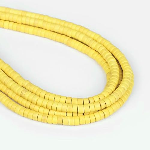 Bunte natürliche Süßwasser-Muschelperlen, Rondelle-Abstandshalter, gefärbte Perlmutt-Muschelperlen, lose Perlen zur Schmuckherstellung, 19,1 cm – 81,3 cm, Gelb von QPFNEI