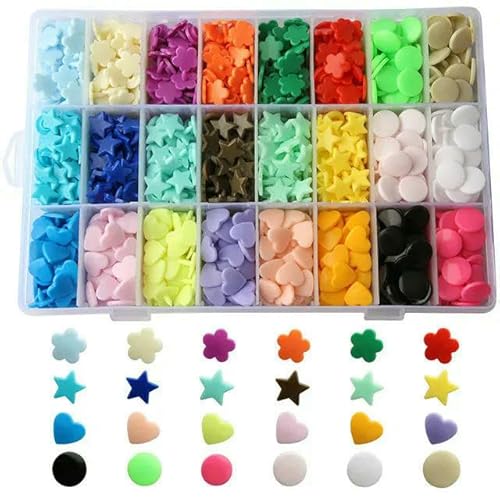 Buntes Harz-T5-Druckknopf-Set, Verschluss-Druckknopfzange für DIY-handgefertigte Babykleidung, Lätzchen, Druckknopf, Maschinennähwerkzeug, 360 Sets (ohne Werkzeug) von QPFNEI