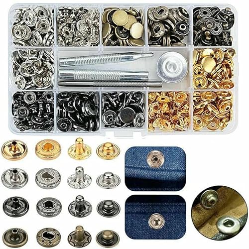 Druckknopf-Set, 12,5 mm, Metall-Druckknöpfe für Kleidung, Basteln, Taschen, Schuhe, Kragen, Gürtel, Jeans, perfekte Passform, Einstellknopf, DIY-Schneider, 40-teiliges Werkzeugset Druckknopf-Set, 12,5 mm, Metall-Druckknöpfe für Kleidung, Basteln, Taschen, Schuhe, Kragen, Gürtel, Jeans, perfekte Passform, Einstellknopf, DIY-Schneider, 40-teiliges Werkzeugset von QPFNEI