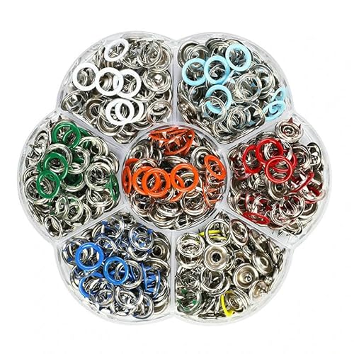 Druckknopf mit Metallzinken, Hohldruckzinken, Verschlussnieten mit Zangen-Werkzeugsatz-Kits für Kleidung, Kleidungsstücke, Nähtaschen, Schuhe, 420 Stück, ohne Zange von QPFNEI