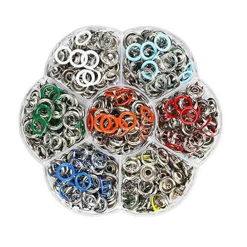 Druckknopf mit Metallzinken, Hohldruckzinken, Verschlussnieten mit Zangen-Werkzeugsatz-Kits für Kleidung, Kleidungsstücke, Nähtaschen, Schuhe, 420 Stück mit Zange von QPFNEI