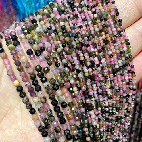 Feine Perlen aus 100% Naturstein, facettierter Turmalin, loser, runder Edelstein zur Schmuckherstellung, DIY-Armband, Halskettenanhänger, 2–4,0 mm, bunter Turmalin, 4,0 mm, ca. 91 Stück Feine Perlen aus 100% Naturstein, facettierter Turmalin, loser, runder Edelstein zur Schmuckherstellung, DIY-Armband, Halskettenanhänger, 2–4,0 mm, bunter Turmalin, 4,0 mm, ca. 91 Stück von QPFNEI