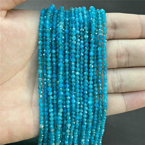 Großhandel 2 mm 3,0 mm Naturstein-Quarzperlen, rund, Quarz, Mondstein, Malachit, Amazonit, lose Perlen zur Schmuckherstellung, Armband-A Apatit-2 mm, ca. 180 Stück von QPFNEI
