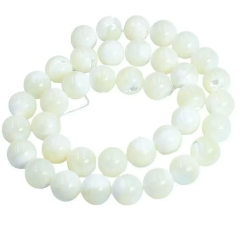 Großhandel DIY Sommerschmuck Runde natürliche weiße Muschel Edelsteine Perlen machen-8mm von QPFNEI
