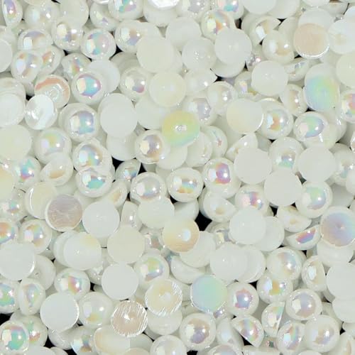 Imitierte ABS-Perlen, flache Rückseite, 2 3 4 5 6 8 10 12 14 mm, AB-Farben, Cabochon, halbrunde Perle, Scrapbook-Dekoration, DIY-Schmuck, Beige, 12 mm, 100 Stück von QPFNEI