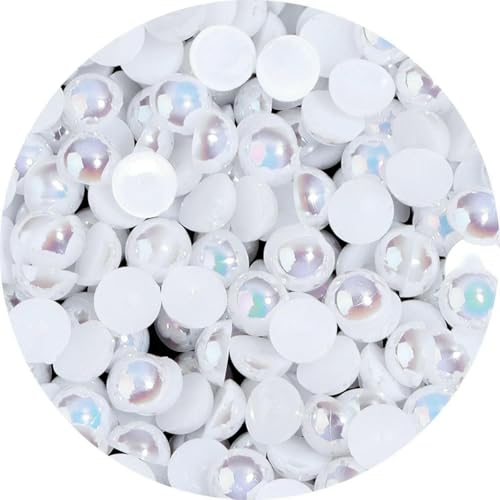 Imitierte ABS-Perlen, flache Rückseite, 2 3 4 5 6 8 10 12 14 mm, AB-Farben, Cabochon, halbrunde Perle, Scrapbook-Dekoration, DIY-Schmuck, Weiß, 8 mm, 200 Stück Imitierte ABS-Perlen, flache Rückseite, 2 3 4 5 6 8 10 12 14 mm, AB-Farben, Cabochon, halbrunde Perle, Scrapbook-Dekoration, DIY-Schmuck, Weiß, 8 mm, 200 Stück von QPFNEI