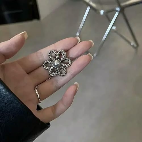 Jeans-Taillenverstellknöpfe, schöner hohler Metallblumenknopf, Damenhosen-Taille, weit bis schmal, Hellschwarz Jeans-Taillenverstellknöpfe, schöner hohler Metallblumenknopf, Damenhosen-Taille, weit bis schmal, Hellschwarz von QPFNEI