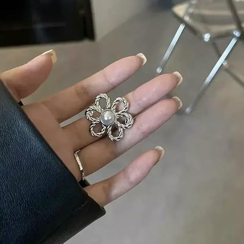 Jeans-Taillenverstellungsknöpfe, schöner hohler Metallblumenknopf, Damenhosen-Taillenknöpfe von breit bis schmal, Silber Jeans-Taillenverstellungsknöpfe, schöner hohler Metallblumenknopf, Damenhosen-Taillenknöpfe von breit bis schmal, Silber von QPFNEI