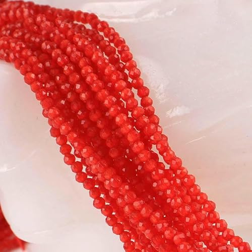 Kleine 2 mm Katzenaugen-Glasperlen, 48 facettierte lose Perlen zur Schmuckherstellung, Armband-Halsketten-DIY-Zubehör, 8, rot, 5 Stränge (870 Stück) von QPFNEI