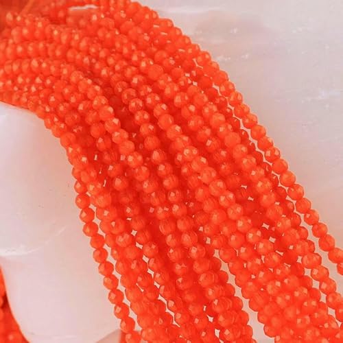 Kleine 2 mm Katzenaugen-Glasperlen, 48 facettierte lose Perlen zur Schmuckherstellung, Armband-Halsketten-DIY-Zubehör – 1. Orangegelb – 20 Stränge (3500 Stück) von QPFNEI