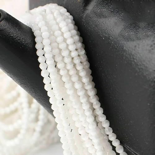 Kleine 2 mm Katzenaugen-Glasperlen, 48 facettierte lose Perlen zur Schmuckherstellung, Armband-Halsketten-DIY-Zubehör – 10, weiß – 10 Stränge (1750 Stück) von QPFNEI