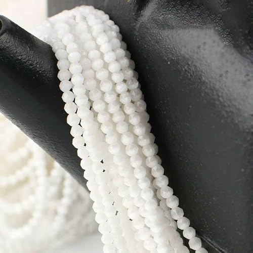 Kleine 2 mm Katzenaugen-Glasperlen, 48 facettierte lose Perlen zur Schmuckherstellung, Armband-Halsketten-DIY-Zubehör – 10, weiß – 20 Stränge (3500 Stück) von QPFNEI