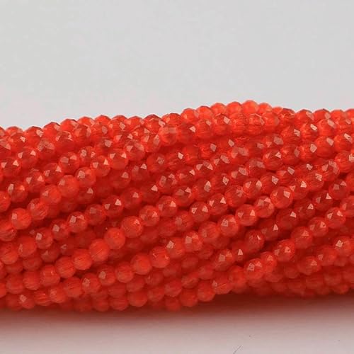 Kleine 2 mm Katzenaugen-Glasperlen, 48 facettierte lose Perlen zur Schmuckherstellung, Armband-Halsketten-DIY-Zubehör – 6, Orangerot – 10 Stränge (1750 Stück) von QPFNEI